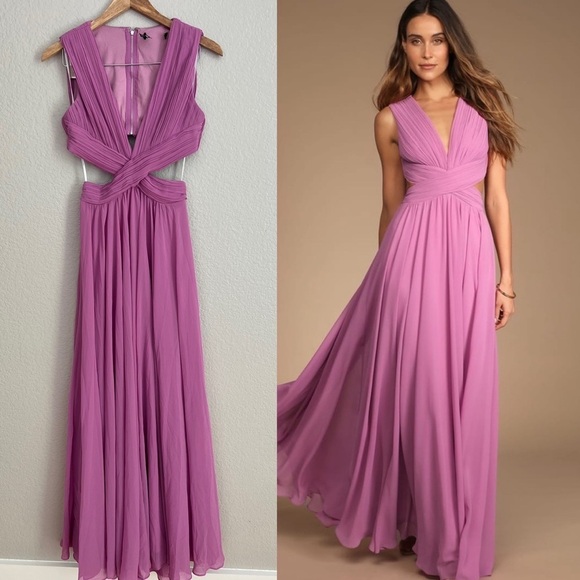 NWOT Vivid Imagination Lilac Cutout Maxi Dress - Picture 1 of 9